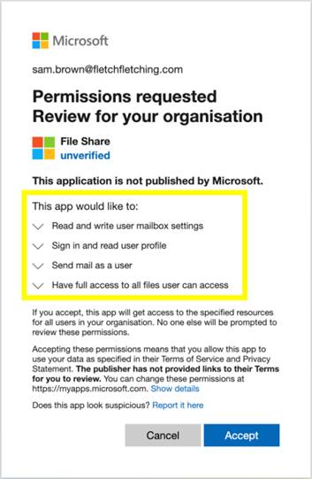 Microsoft Permissions requested notification, IT support NJ