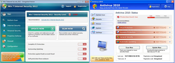 screenshot of fake antivirus software