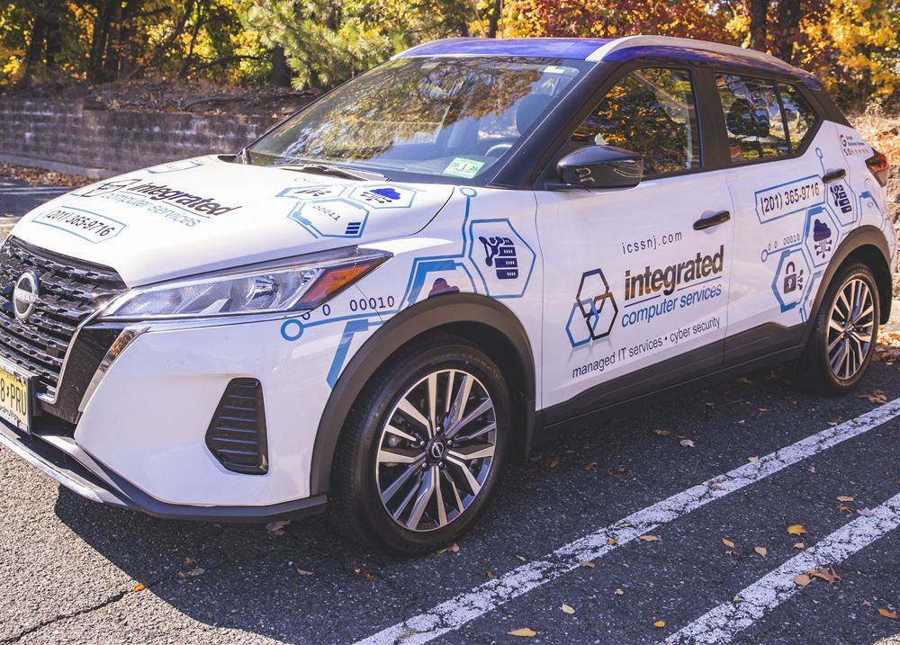 ICS branded service vehicle used for onsite IT support in New Jersey