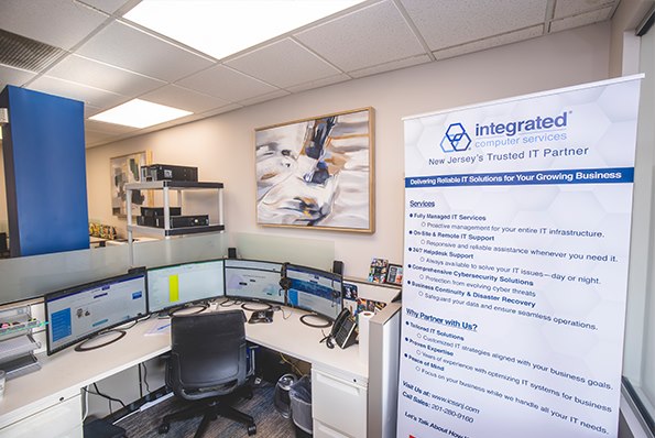 ICS technician workstation with multiple monitors