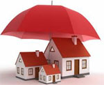 three model homes under umbrella